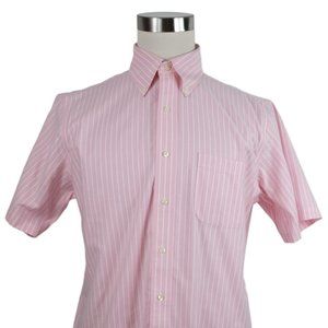 Brooks Brothers Traditional Fit Non-Iron Short Sleeve Button Down Pink 15.5